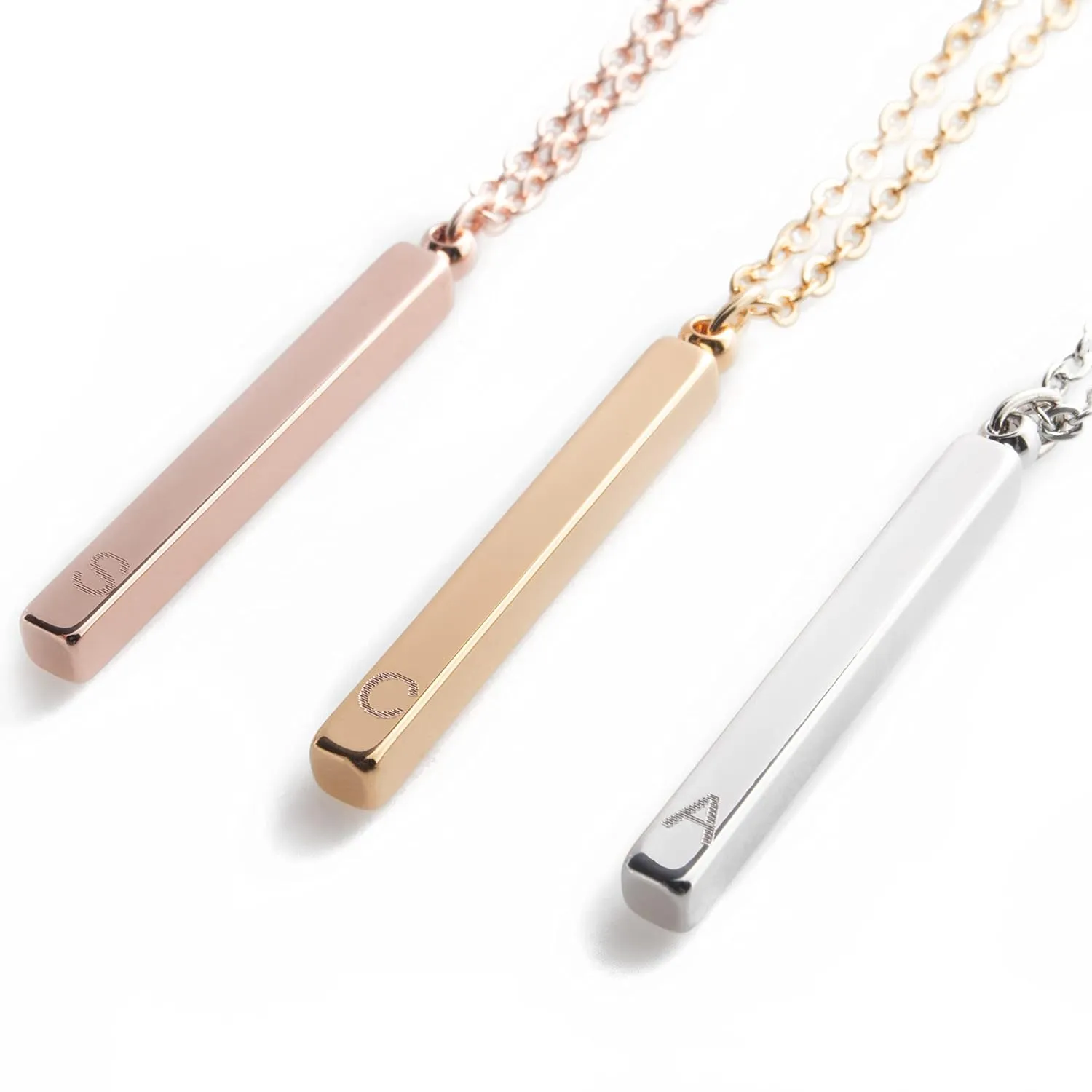 Vertical Name bar Initial Necklace 16K Plated Gold Rose Gold Silver Dainty 4 side bar Christmas Wedding gifts Personalized gift