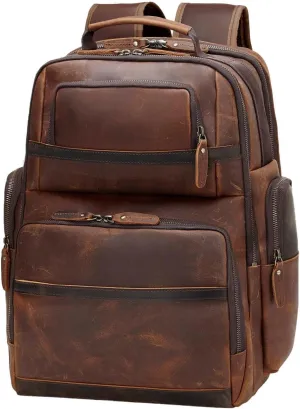 Vintage Real Leather Laptop Backpack - Business & Travel Bag for Men & Women - Designer Computer Backpack