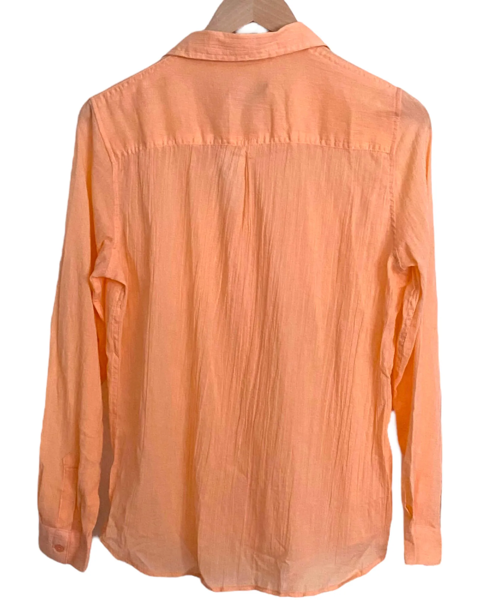 Warm Spring Peach Button-Down Crinkle Shirt
