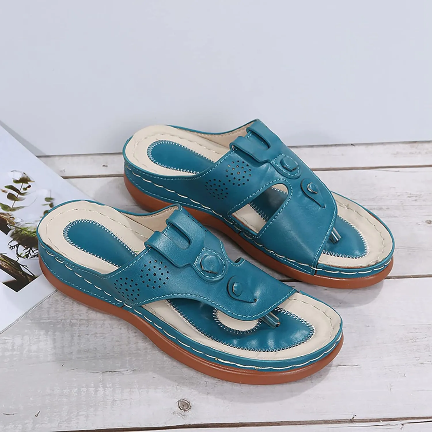 Wedge Sandals for Women 2025 Arch Support Wedges Thong Flip Flops Slip on Beach Shoes Summer Comfortable Sandals