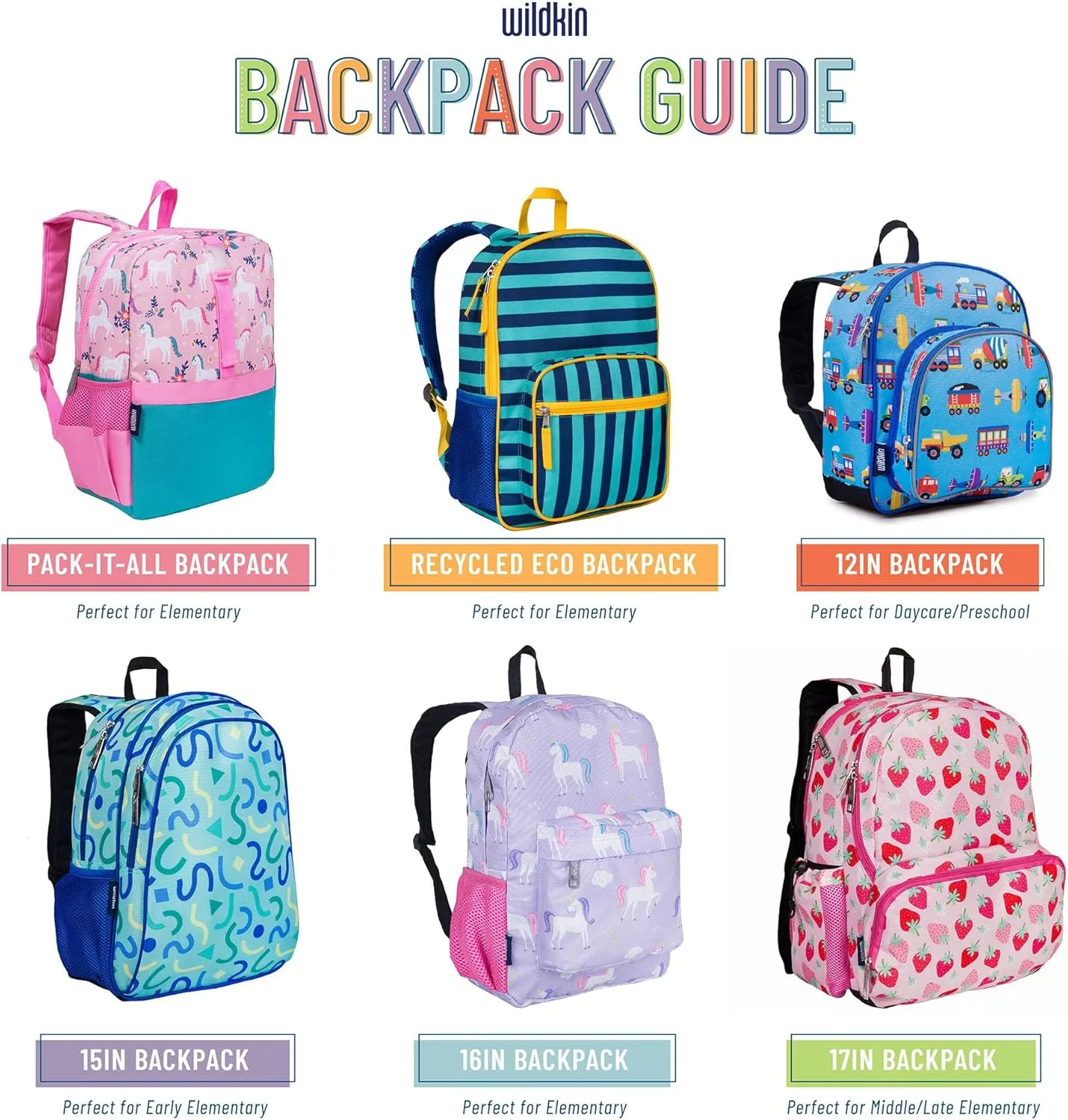Wildkin 16-inch Kids Backpack  Durable, Padded & Spacious School Bag for Boys & Girls - Aztec