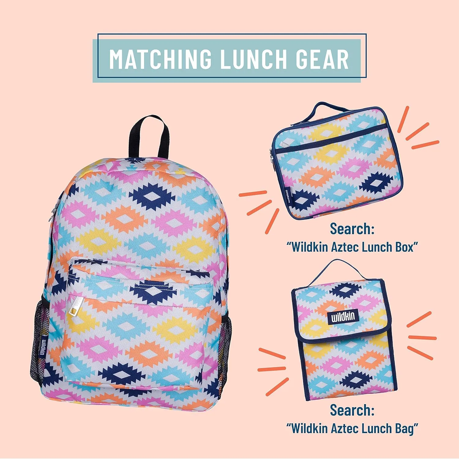 Wildkin 16-inch Kids Backpack  Durable, Padded & Spacious School Bag for Boys & Girls - Aztec