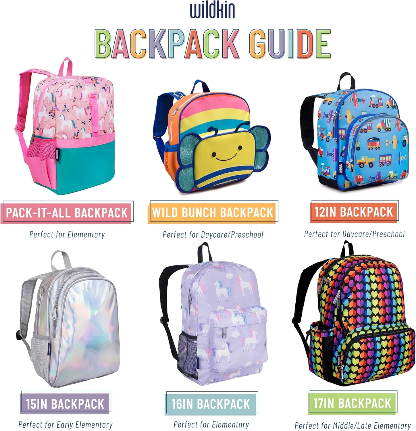 Wildkin 16-inch Kids Backpack  Durable, Padded & Spacious School Bag for Boys & Girls (Big Dot Aqua)