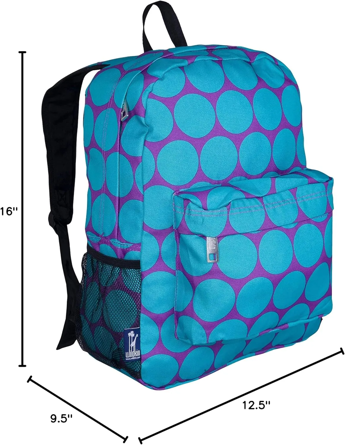 Wildkin 16-inch Kids Backpack  Durable, Padded & Spacious School Bag for Boys & Girls (Big Dot Aqua)