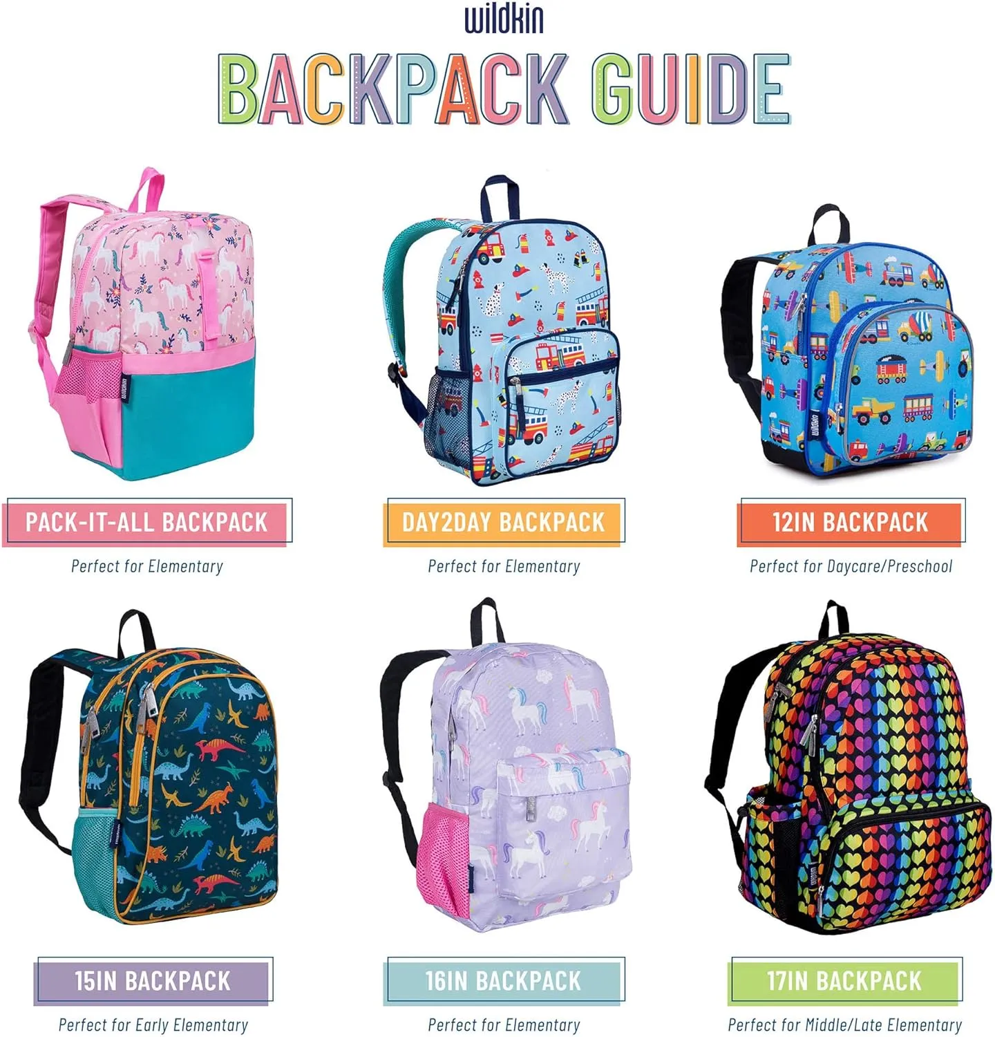 Wildkin 16-inch Kids Backpack  Durable, Padded & Spacious School Bag for Boys & Girls (Blue Glitter)