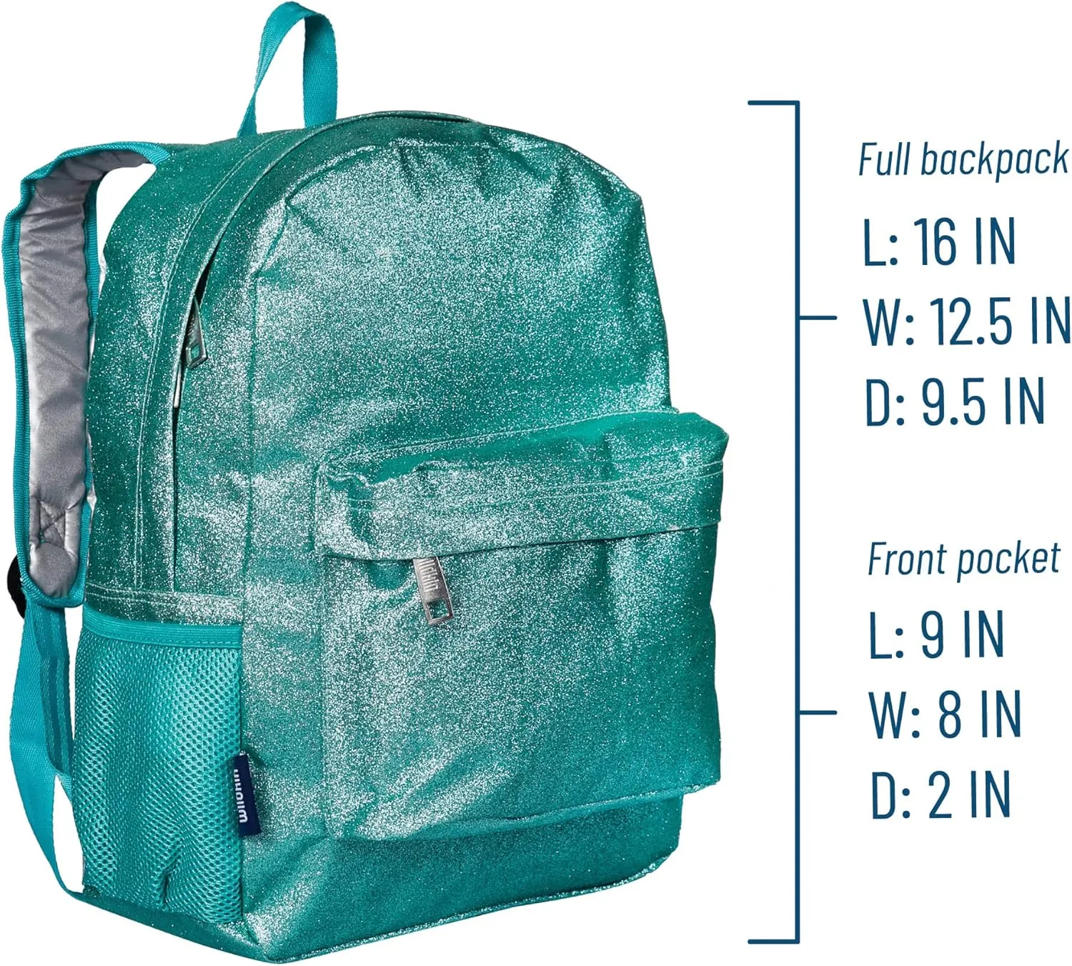Wildkin 16-inch Kids Backpack  Durable, Padded & Spacious School Bag for Boys & Girls (Blue Glitter)
