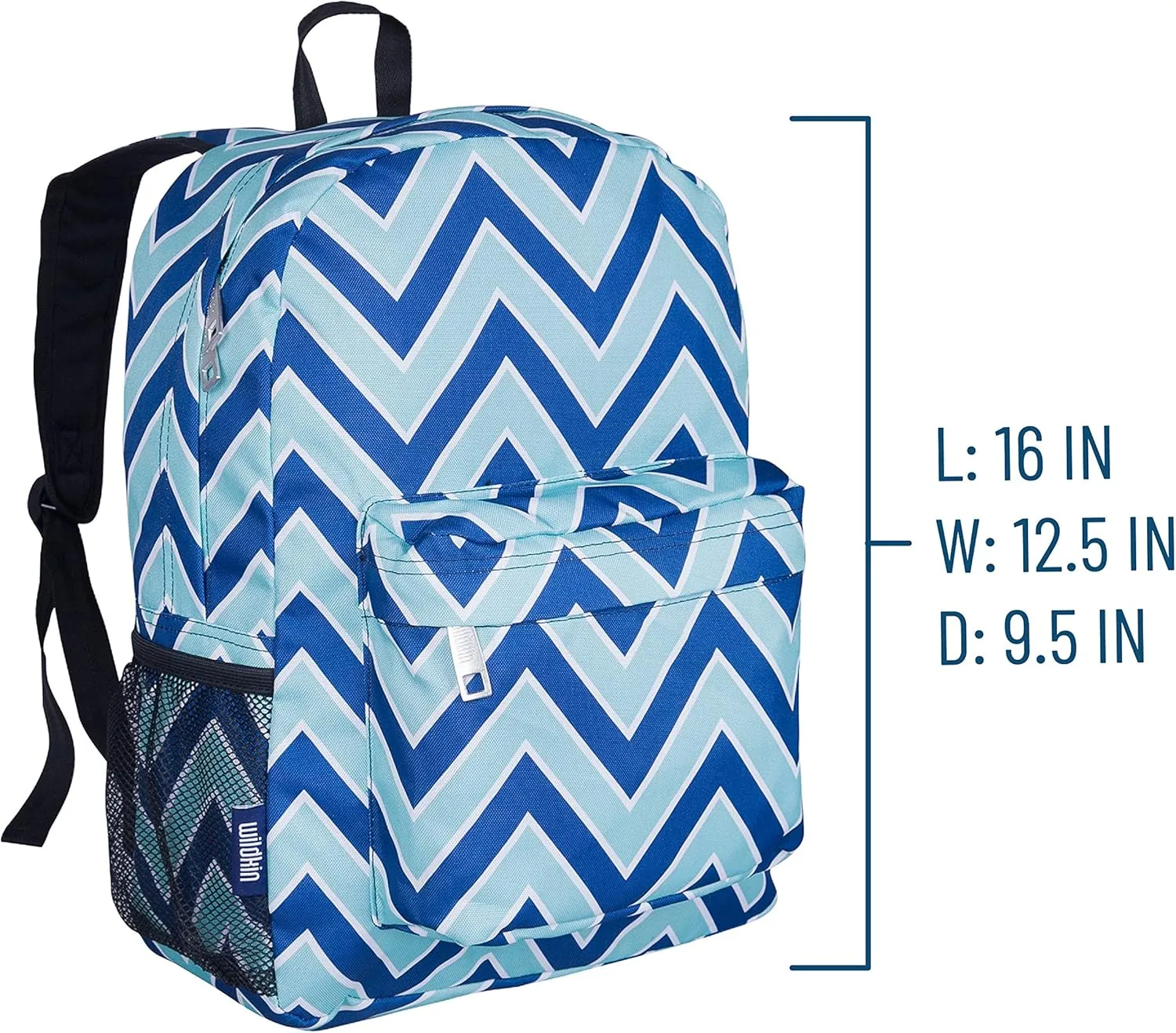 Wildkin 16-inch Kids Backpack  Durable, Padded & Spacious School Bag for Boys & Girls (Chevron Blue)
