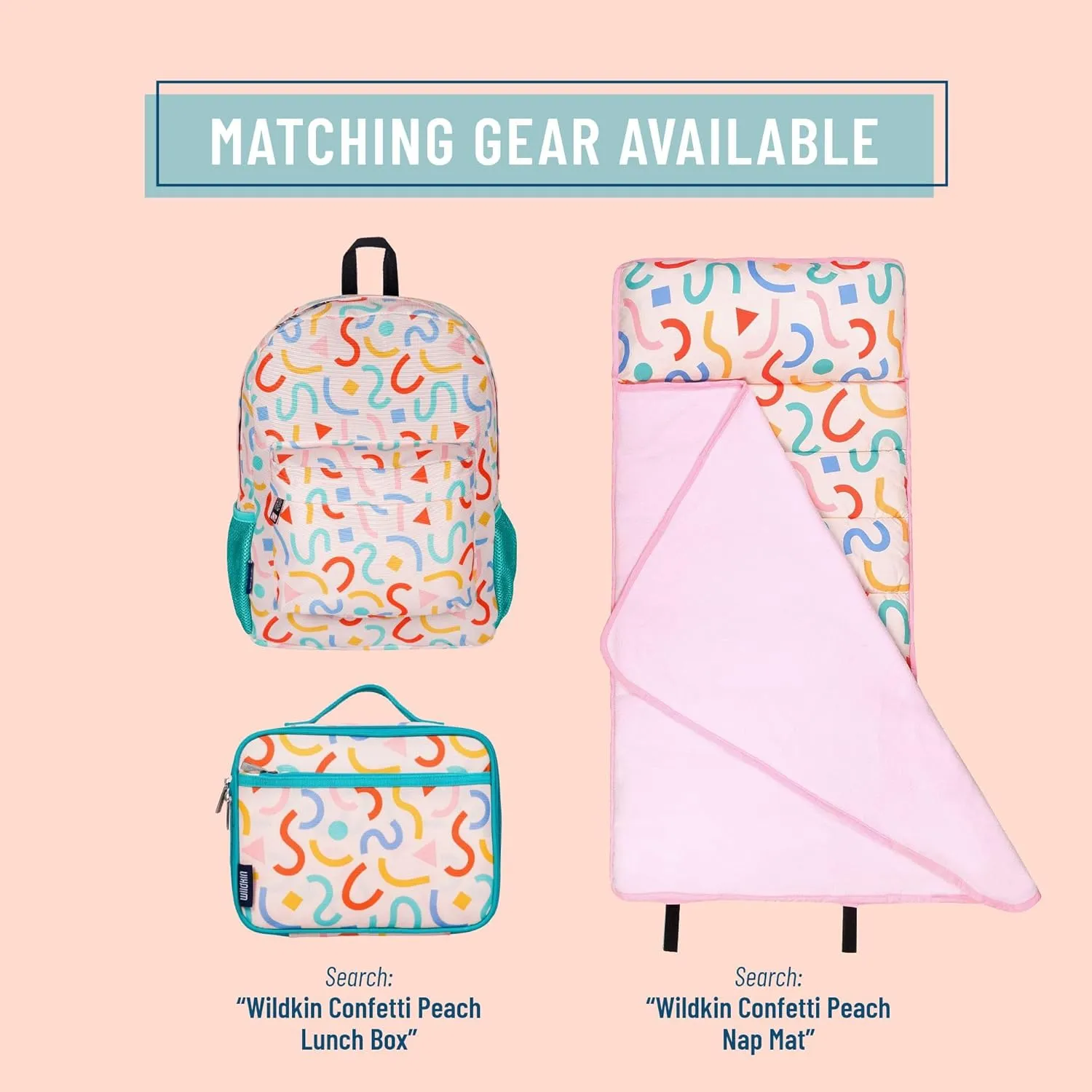 Wildkin 16-inch Kids Backpack  Durable, Padded & Spacious School Bag for Boys & Girls (Confetti Peach)