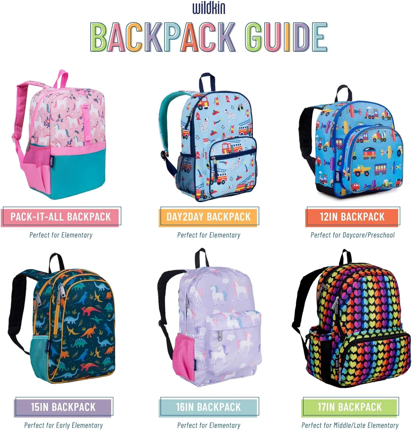 Wildkin 16-inch Kids Backpack  Durable, Padded & Spacious School Bag for Boys & Girls (Confetti Peach)