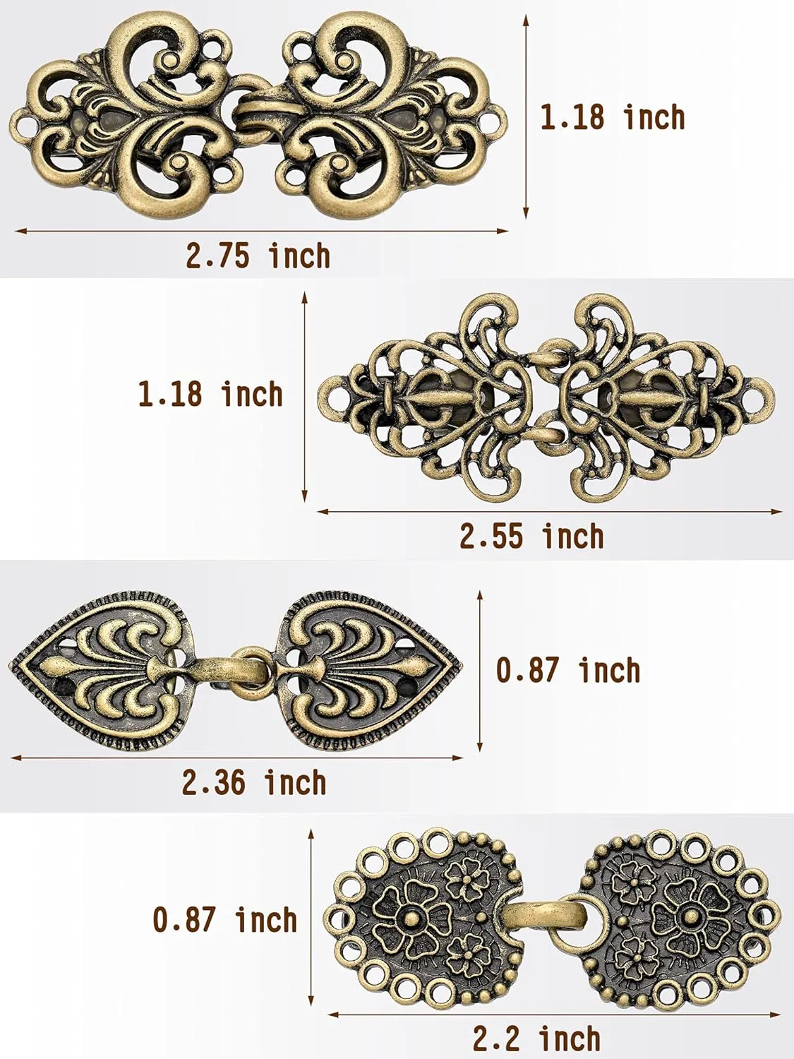 WILLBOND 4 Pieces Vintage Sweater Swirl Clip Cape Cloak Retro Cardigan Shawl Collar Clasp Dress Shirt Brooch Clip