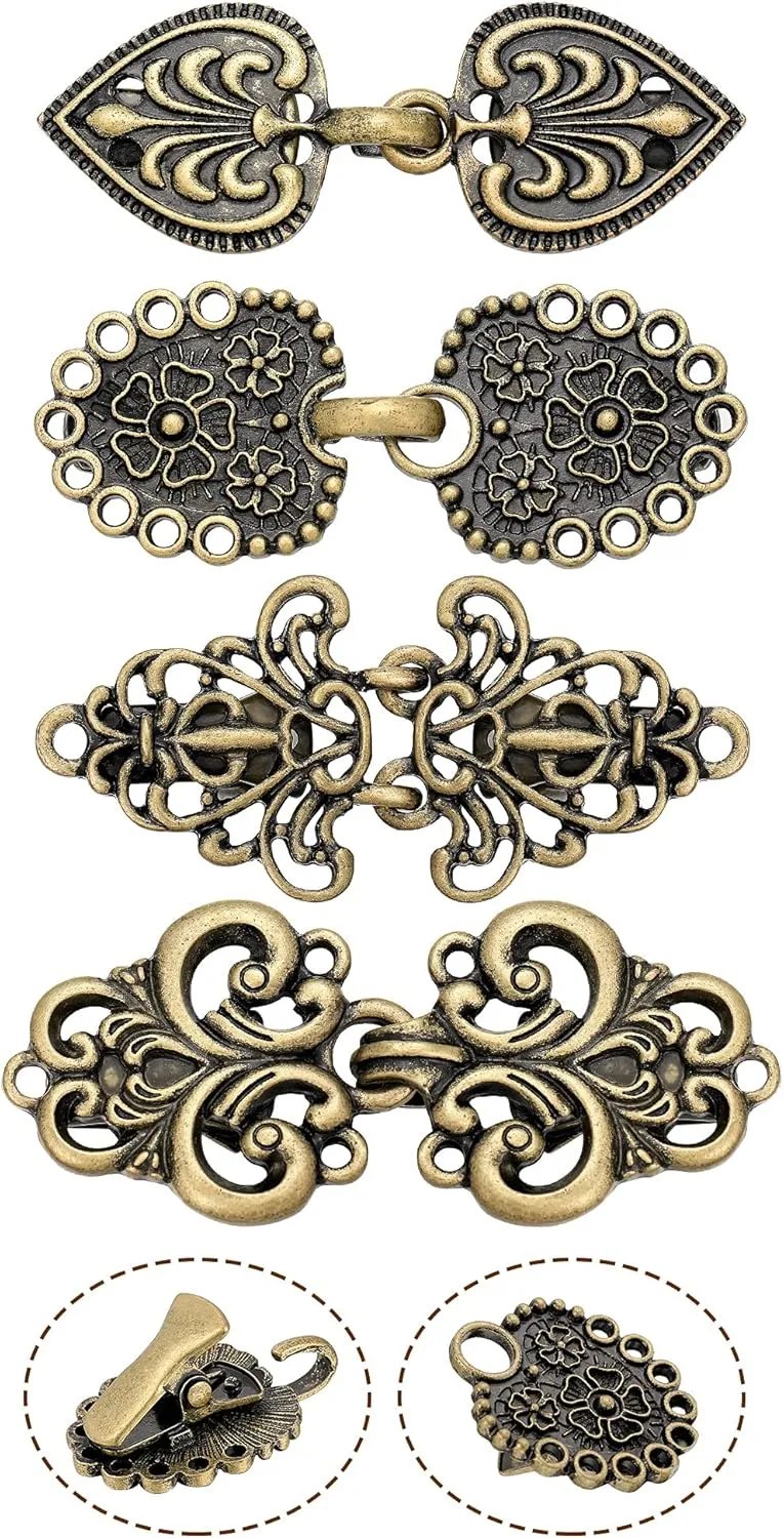 WILLBOND 4 Pieces Vintage Sweater Swirl Clip Cape Cloak Retro Cardigan Shawl Collar Clasp Dress Shirt Brooch Clip