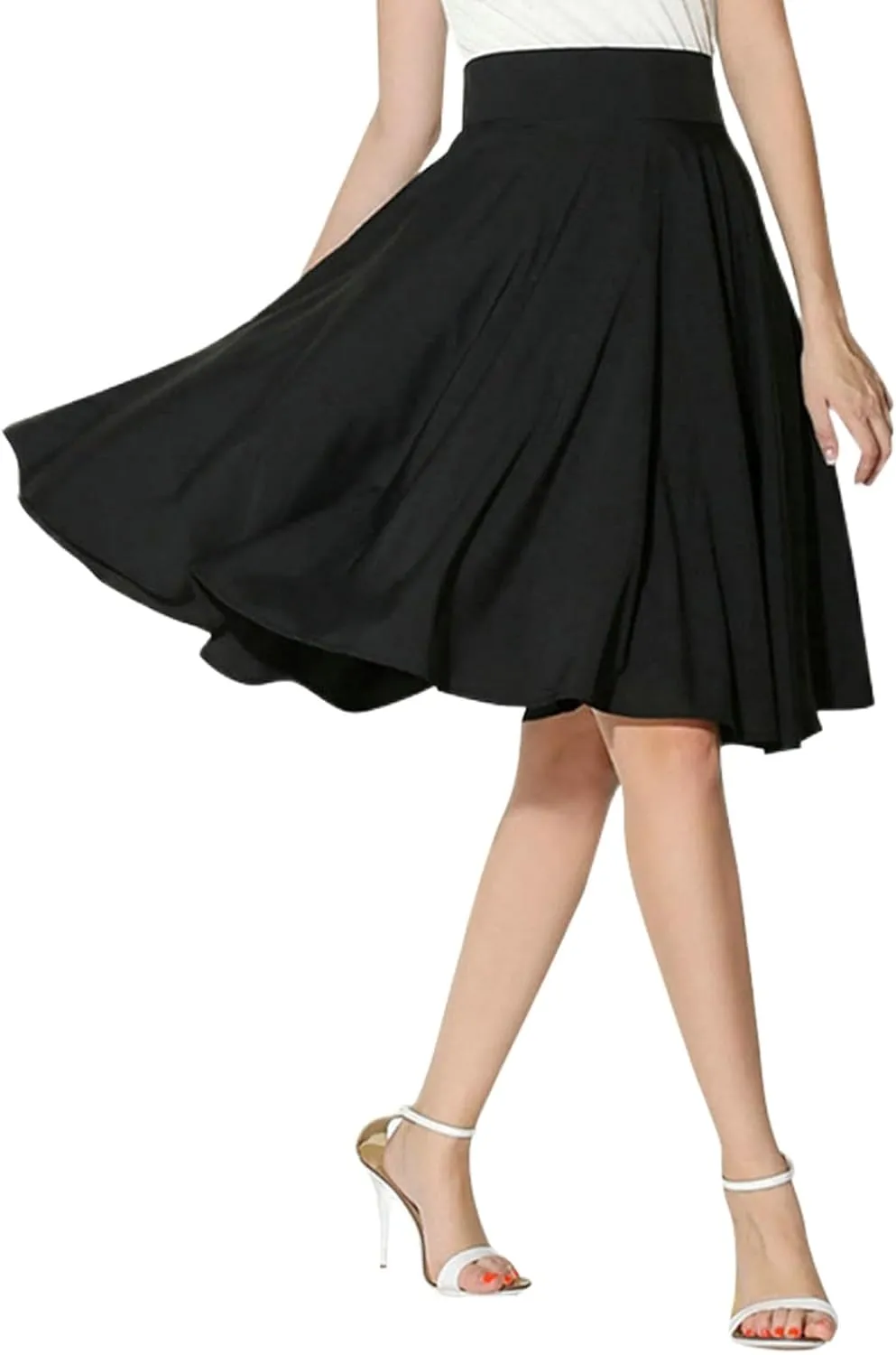 Women Casual Summer Skirts High Waist A Line Chiffon Midi Skirt Elegant Lady Pleated Skirt Faldas Mujer Harajuku