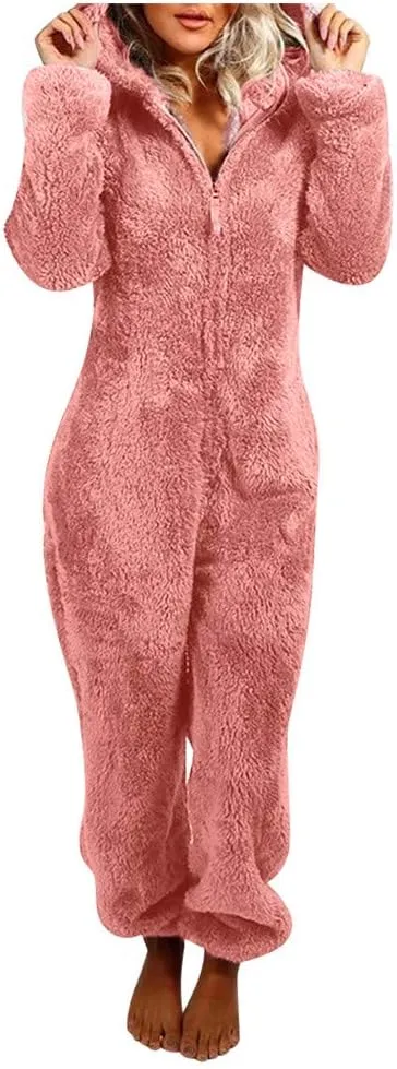 Women Fuzzy Fleece Hoodie Jackets Plus Size Full Zip Up Warm Winter Furry Fluffy Fleece Coat Zipper Coats Winter Outwear
