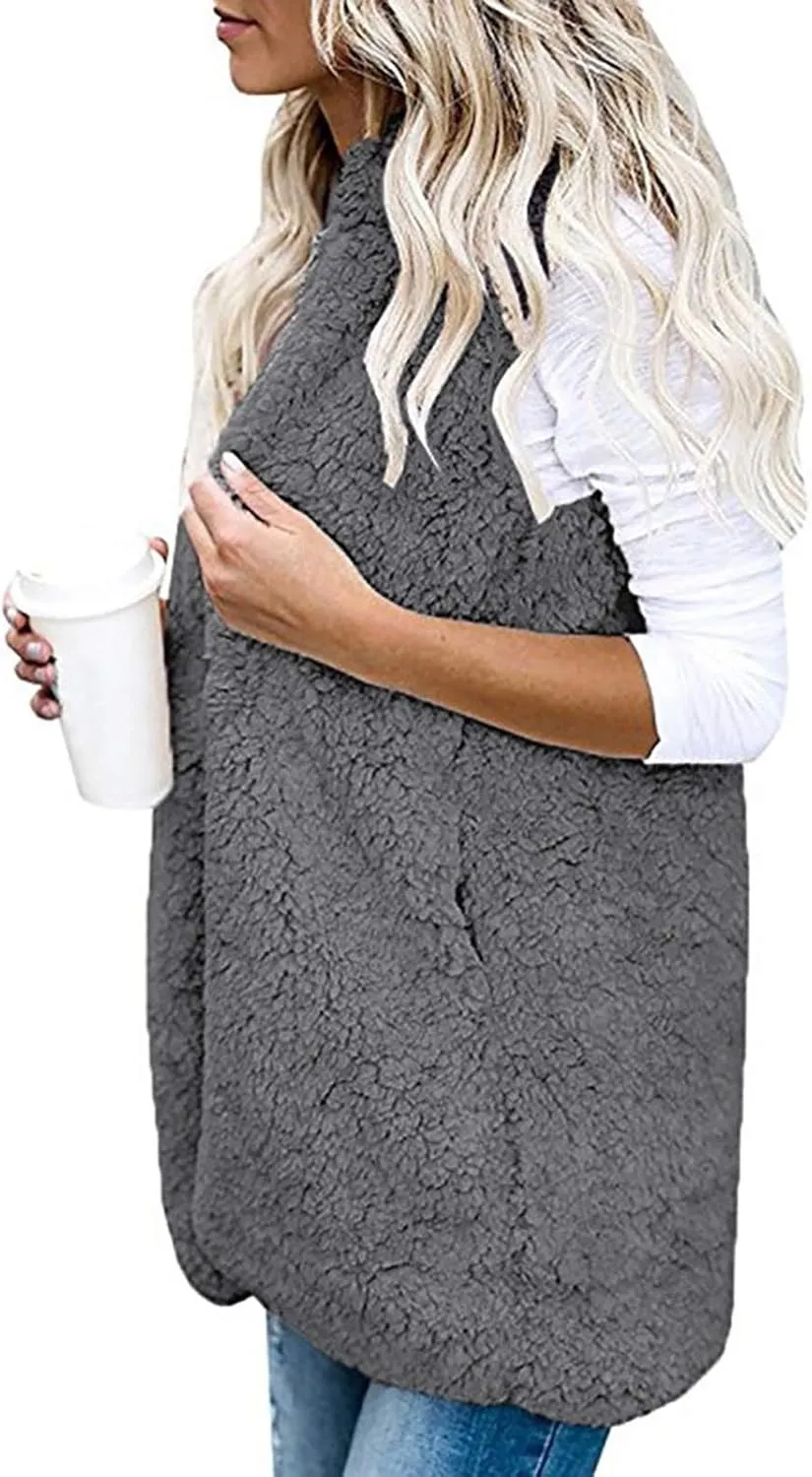 Women Fuzzy Fleece Hoodie Jackets Thick Shaggy Fuzzy Zip Up Warm Winter Fuzzy Faux Shearling Thermal Sweatshirt