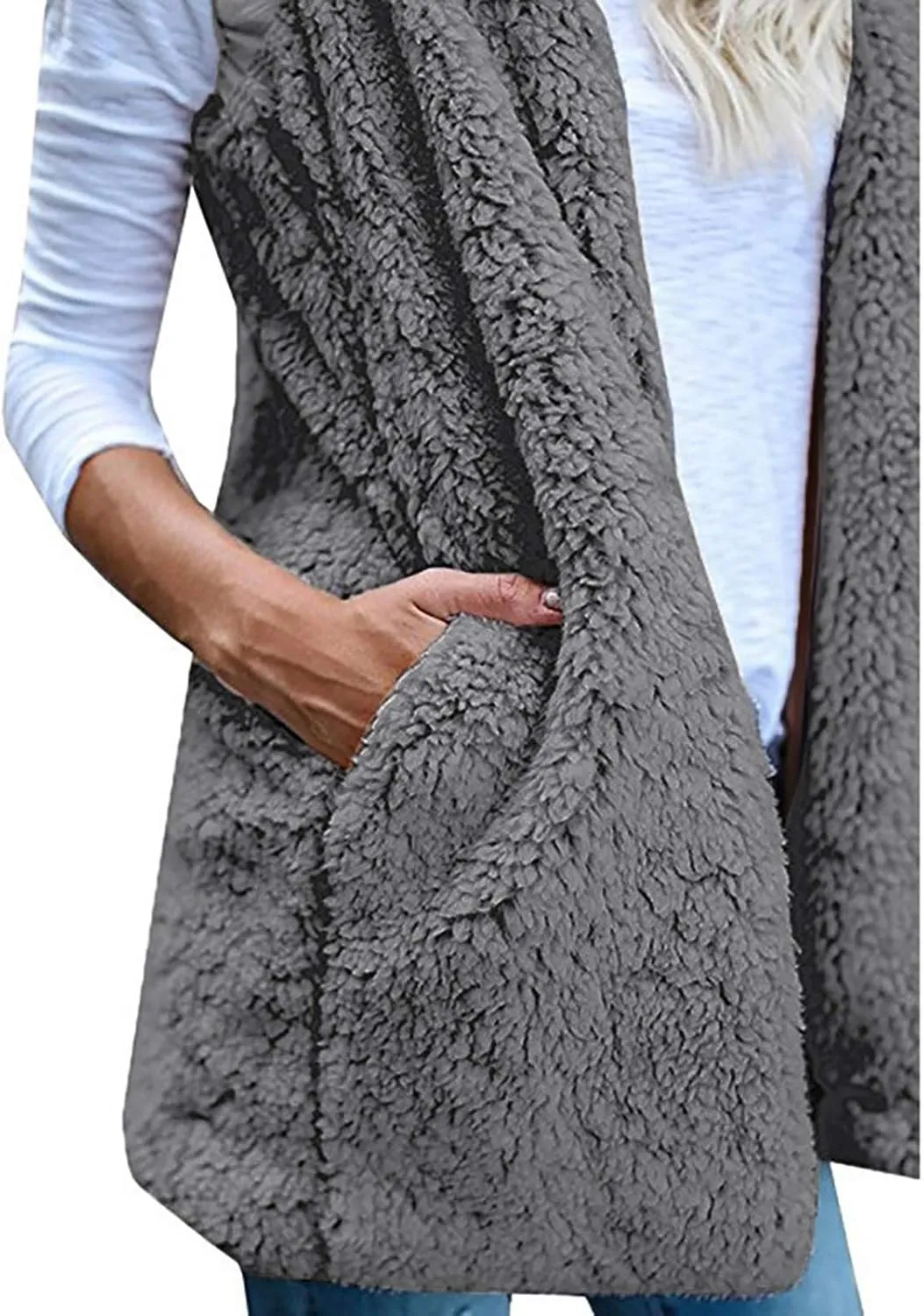 Women Fuzzy Fleece Hoodie Jackets Thick Shaggy Fuzzy Zip Up Warm Winter Fuzzy Faux Shearling Thermal Sweatshirt
