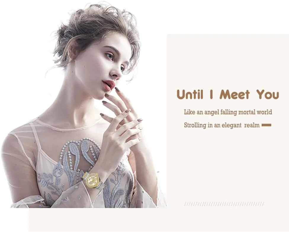 Women Girls Luxury Butterfly Crystal Watch Stainless Steel Strap Analog Quartz Wrist Watches
