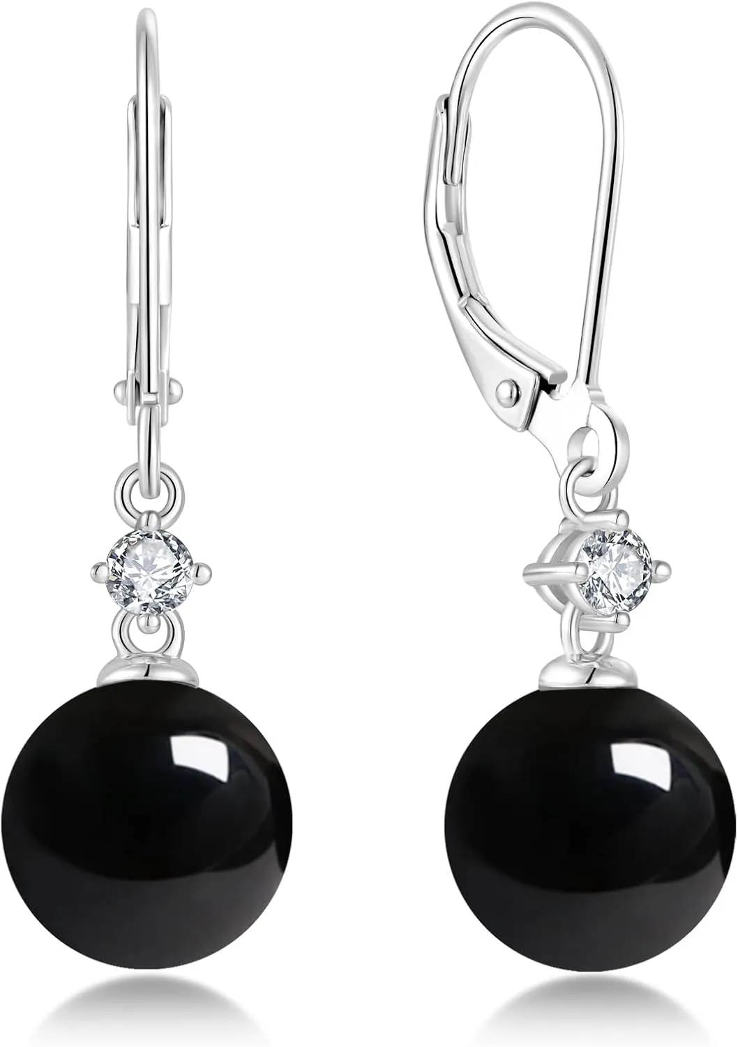 Women Pearl Earrings 925 Sterling Silver Leverback Dangle Drop Earrings 5A Cubic Zirconia Dainty Pearl Jewelry Valentine's Day Anniversary Mother's Day Birthday Gifts for Her