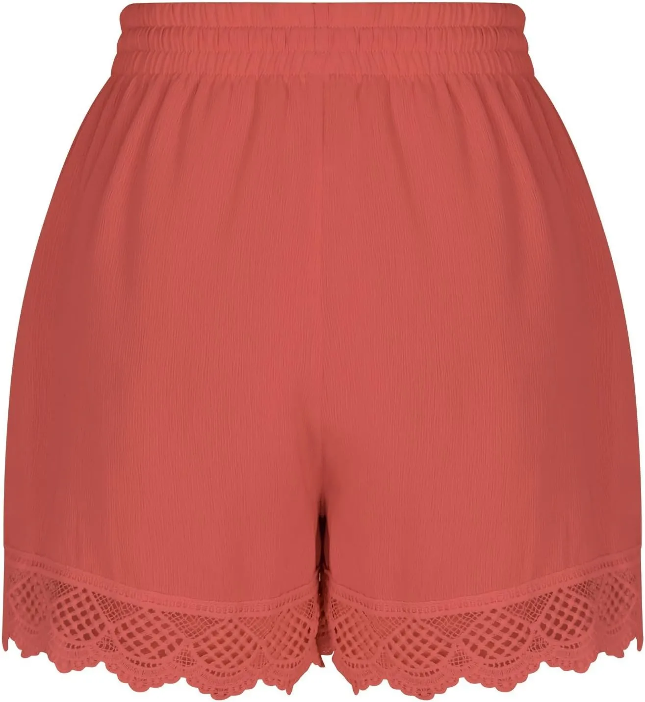 Women Summer Shorts Lace Trim Plus Size Casual Elastic Waist Wide Leg Lounge Shorts Bermuda Shorts