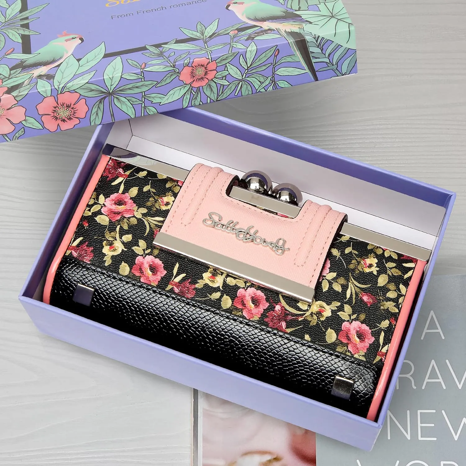 Women Wallet Leather Large Capacity Women's Handbag Large Capacity Long Wallet, with 10-card slots and clips