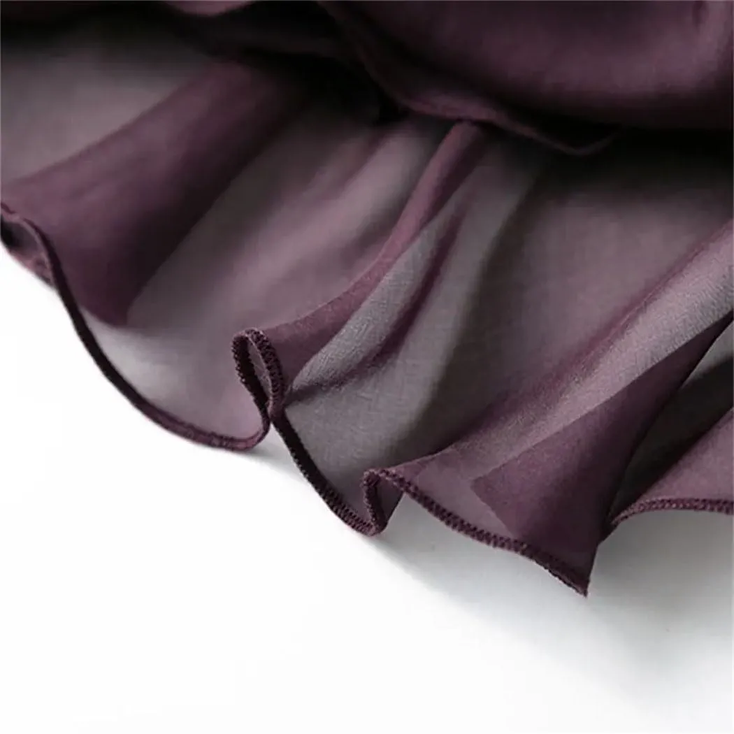 Women's 100% Mulberry Silk Solid Long Skirt with Double Lining Summer Beach Big Hem Skirts
