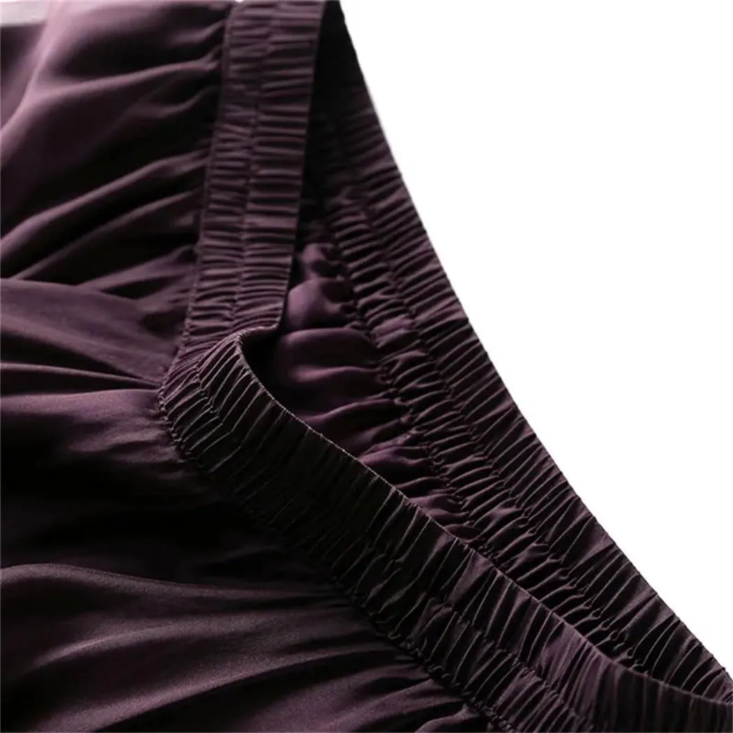Women's 100% Mulberry Silk Solid Long Skirt with Double Lining Summer Beach Big Hem Skirts