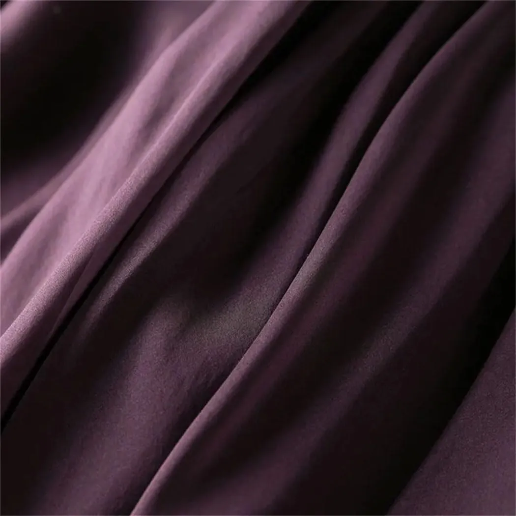 Women's 100% Mulberry Silk Solid Long Skirt with Double Lining Summer Beach Big Hem Skirts
