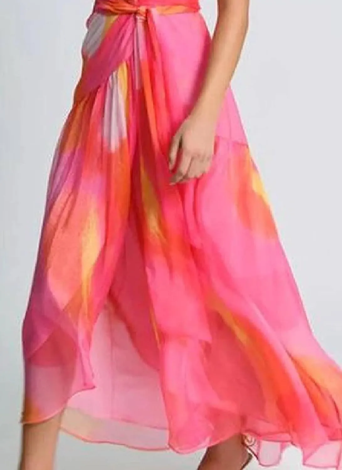 Women's 2025 Summer Romantic Pink V-Neck Short Sleeve Print Tied Waist Maxi Dress Elegant Vacation Travel Flowy Dresses