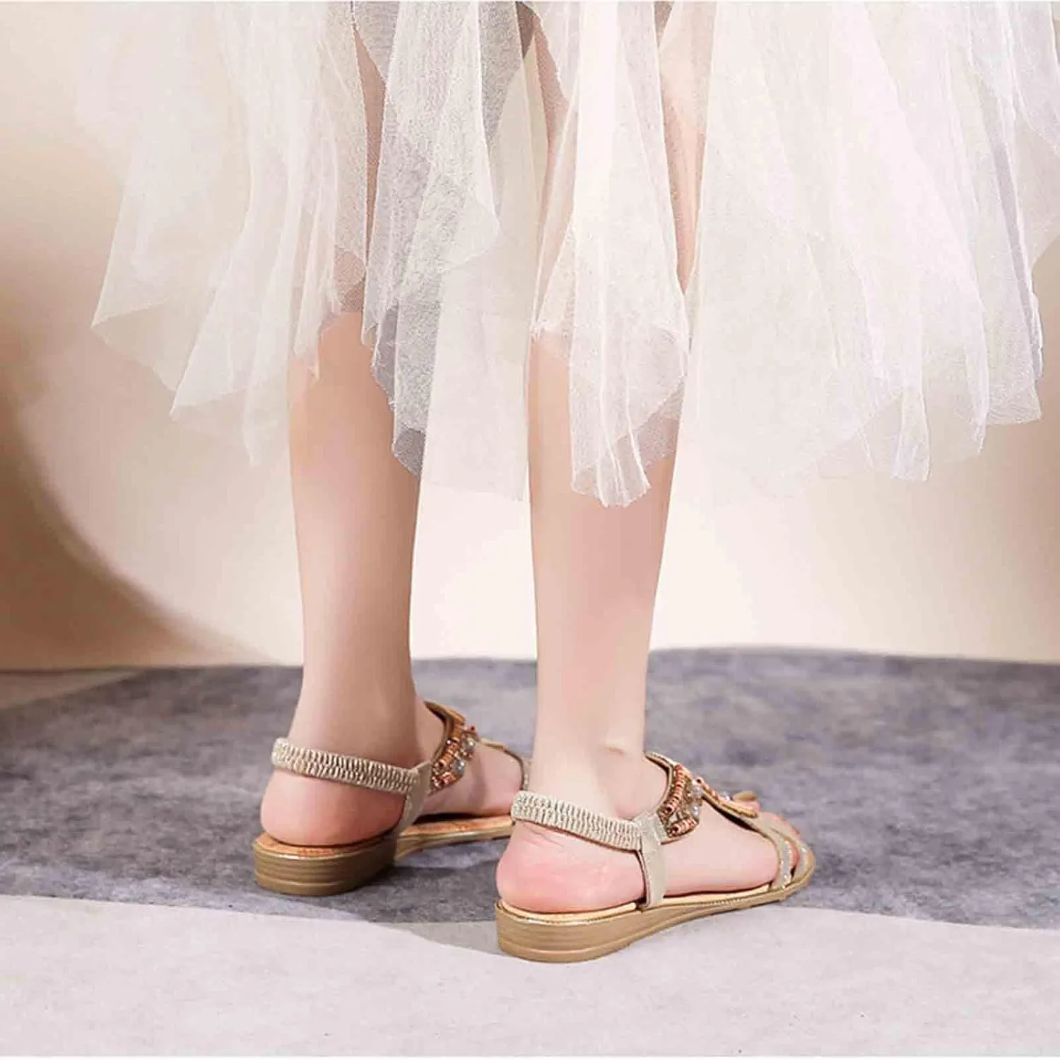 Womens Black Flat Sandals Comfortable Casual Dress Bohemian Walking Sandal Summer Shoes Boho Hiking Workout Shoe Dressy