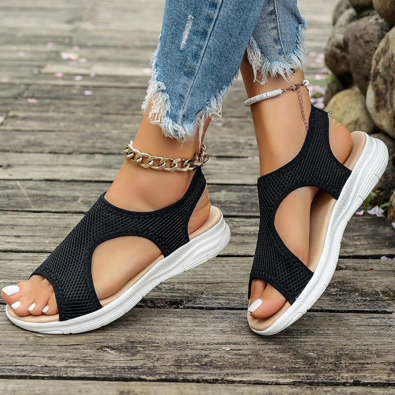 Women's Breathable Orthopedic Sandals Comfortable Walking Tennis Shoes Sandals Arch Support Wide Summer Shoes