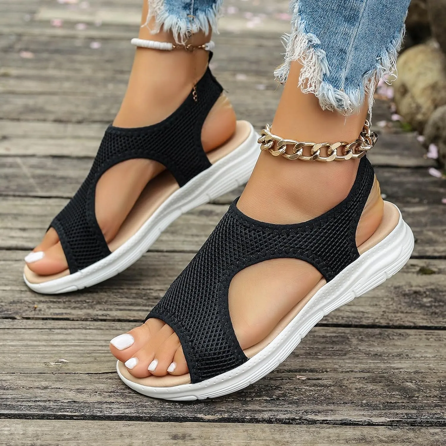 Women's Breathable Orthopedic Sandals Comfortable Walking Tennis Shoes Sandals Arch Support Wide Summer Shoes