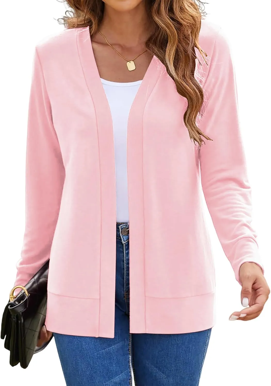 Womens Casual Lightweight Long Sleeve Cardigan Flowy Soft Open Front Knit Cardigan Sweaters
