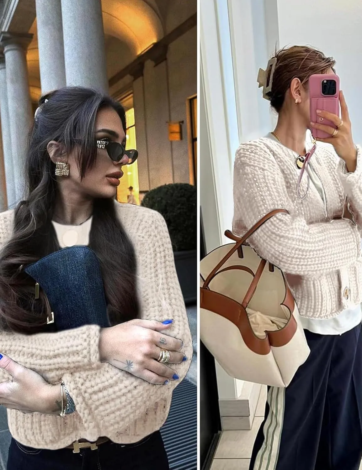 Womens Chunky Knit Cardigan Sweaters Long Sleeve Open Front Button Kitted Fall Jackets Coats