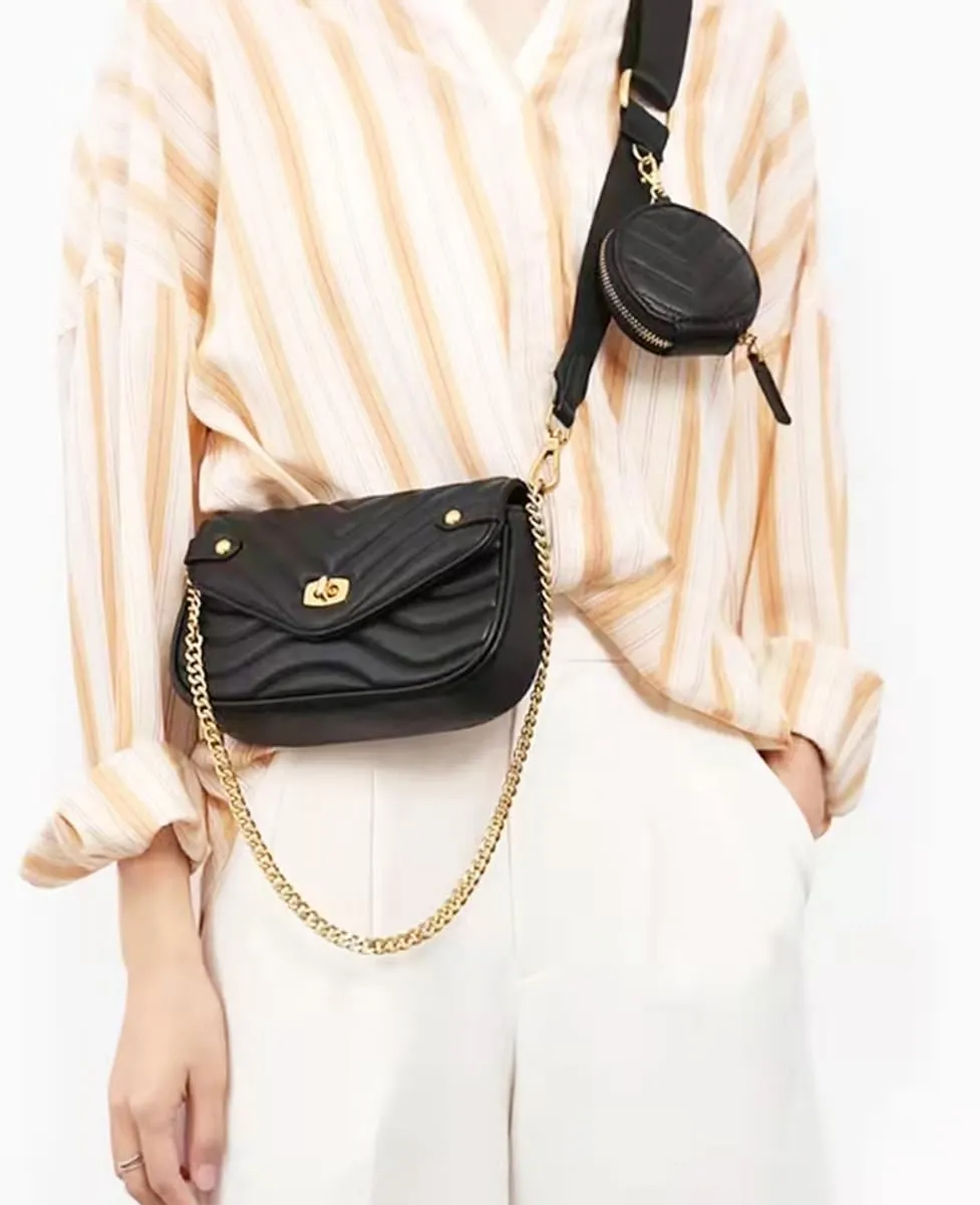 Women's Crossbody Handbags PU Leather Crossbody Bag with Coin Purse Small Leather Quilted Hobo Purses 2 Size Bags