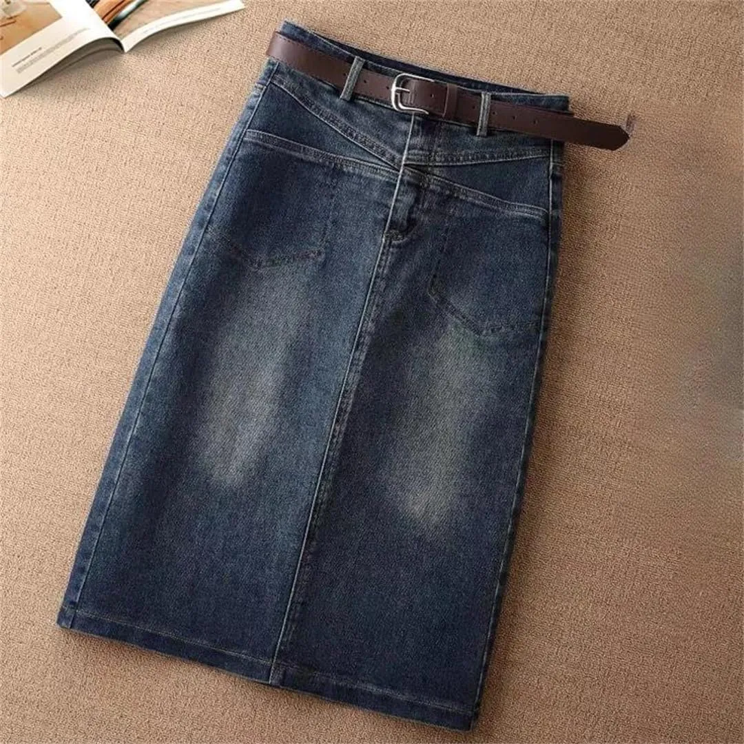 Women's Denim Skirt Midi Jeans Skirts High Waist Offer A Line Streetwear Casual Skirt