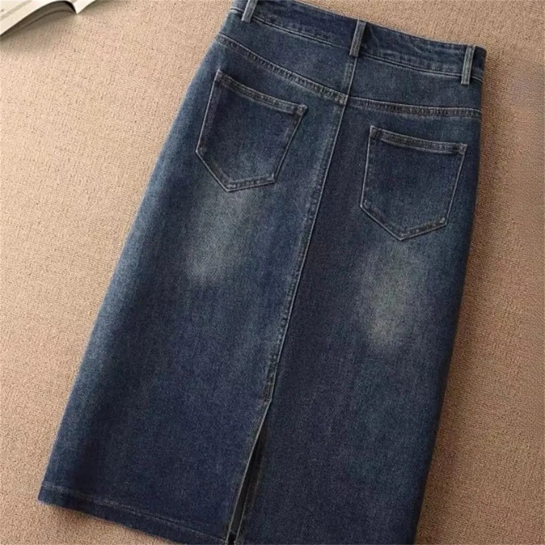 Women's Denim Skirt Midi Jeans Skirts High Waist Offer A Line Streetwear Casual Skirt
