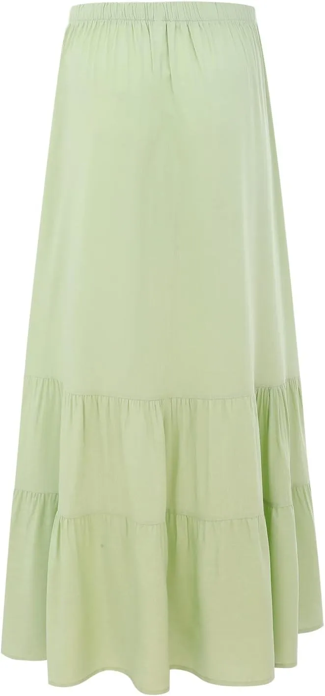 Women's Fashion Skirt Women's High Waisted Tie Wrap Midi Skirts Fashion Skirts High Waist Mid Skirt Casual Summer