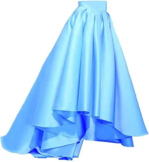 Womens Long Satin High Low A-Line Flared Maxi Skirts Floor Length Formal Prom Party Skirts with Pockets