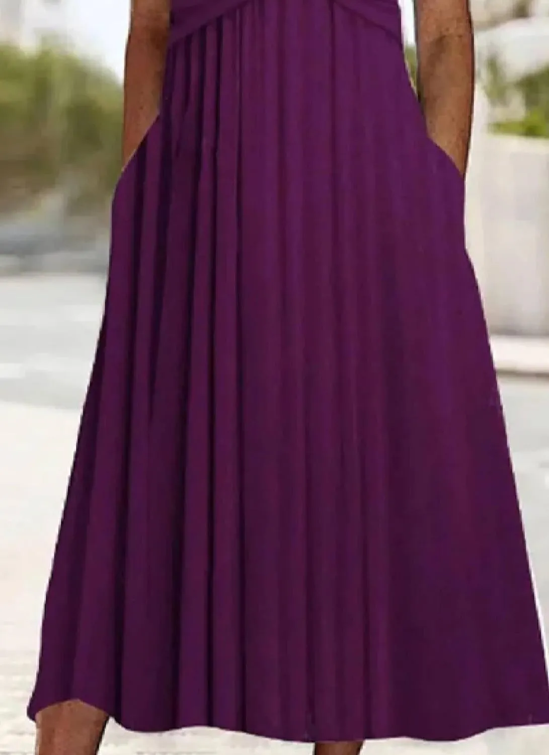 Women's Midi Dress Purple Short Sleeve V Neck Ruffle Fashion 2025 Summer Spring Daily Holiday Dress
