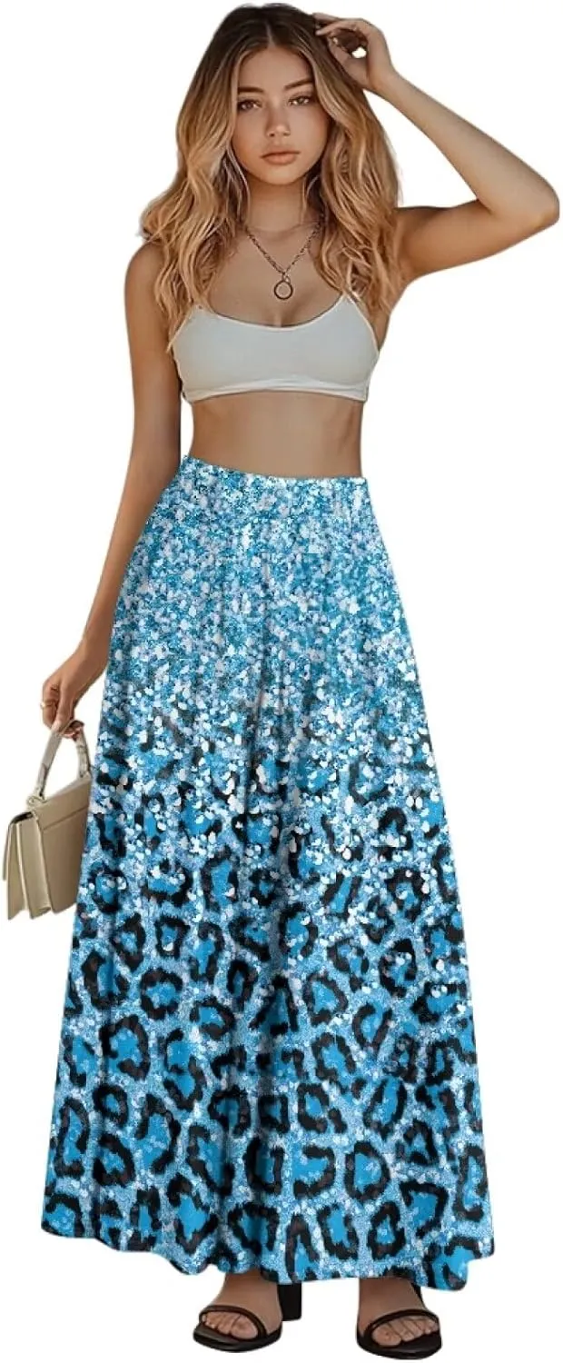 Womens Midi Long Length Skirts with Pockets, High Waist Swing Long Skirts Ultra-Soft Summer Fall Work Skirts