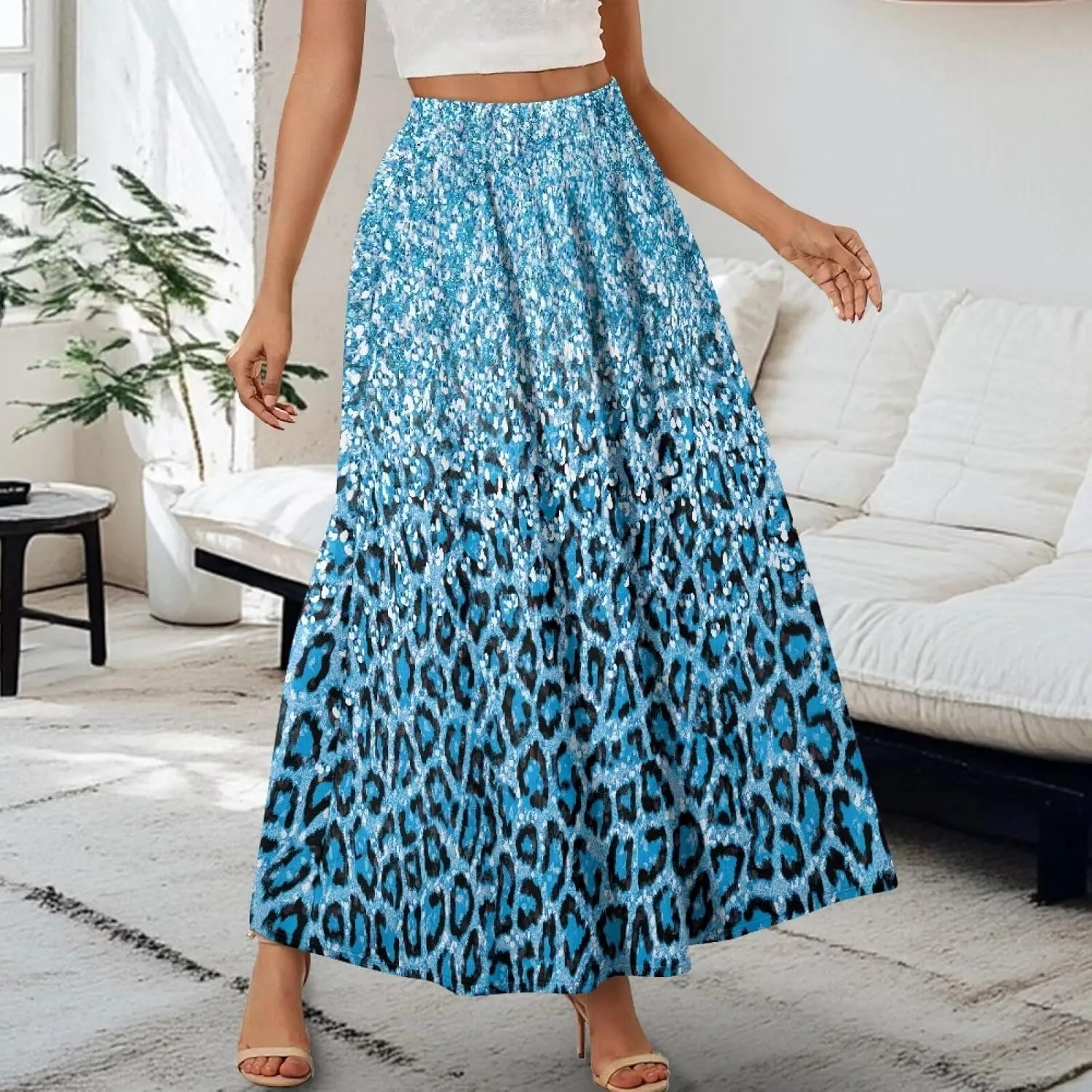 Womens Midi Long Length Skirts with Pockets, High Waist Swing Long Skirts Ultra-Soft Summer Fall Work Skirts