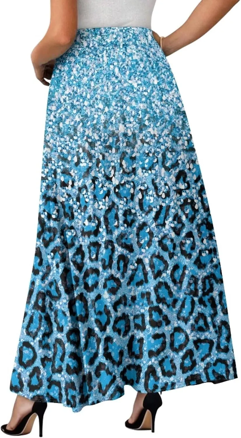 Womens Midi Long Length Skirts with Pockets, High Waist Swing Long Skirts Ultra-Soft Summer Fall Work Skirts