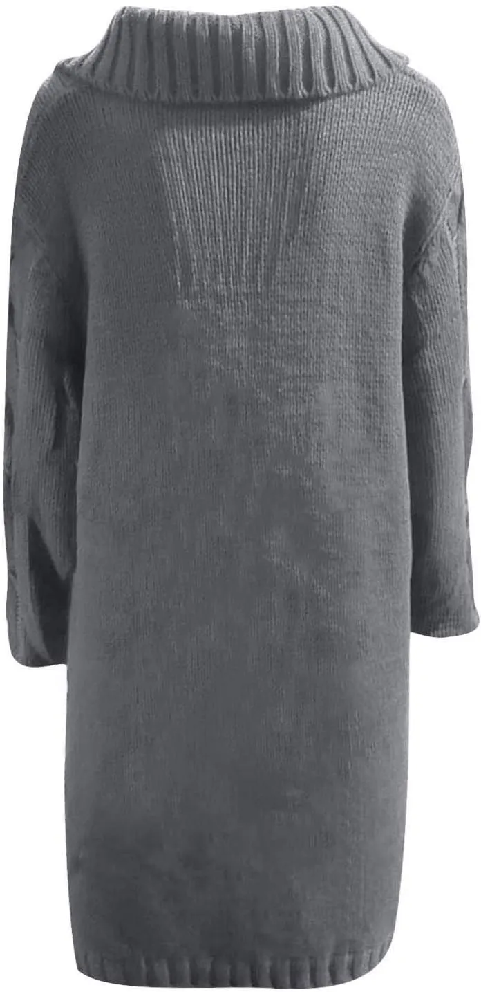 Women's Oversized Open Front Long Sleeve Cardigan Chunky Knit Sweaters Winter Open Front with Pockets Knit Sweater Tops