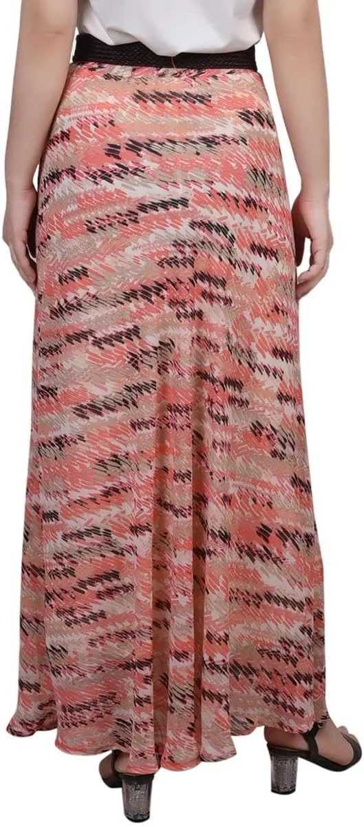 Womens Petites Printed Lined Maxi Skirt