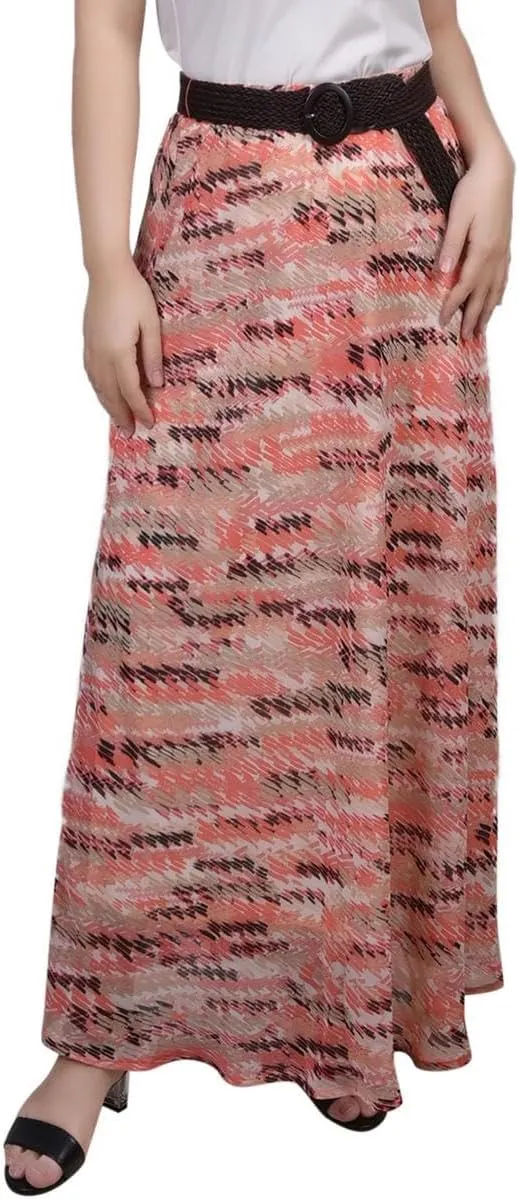 Womens Petites Printed Lined Maxi Skirt