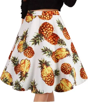 Women's Pleated Vintage Skirts Floral Print Casual Midi Skirt
