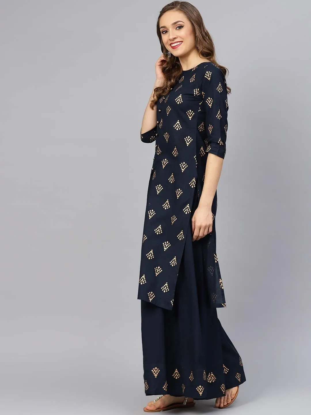 Women's Printed Kurta with Skirt