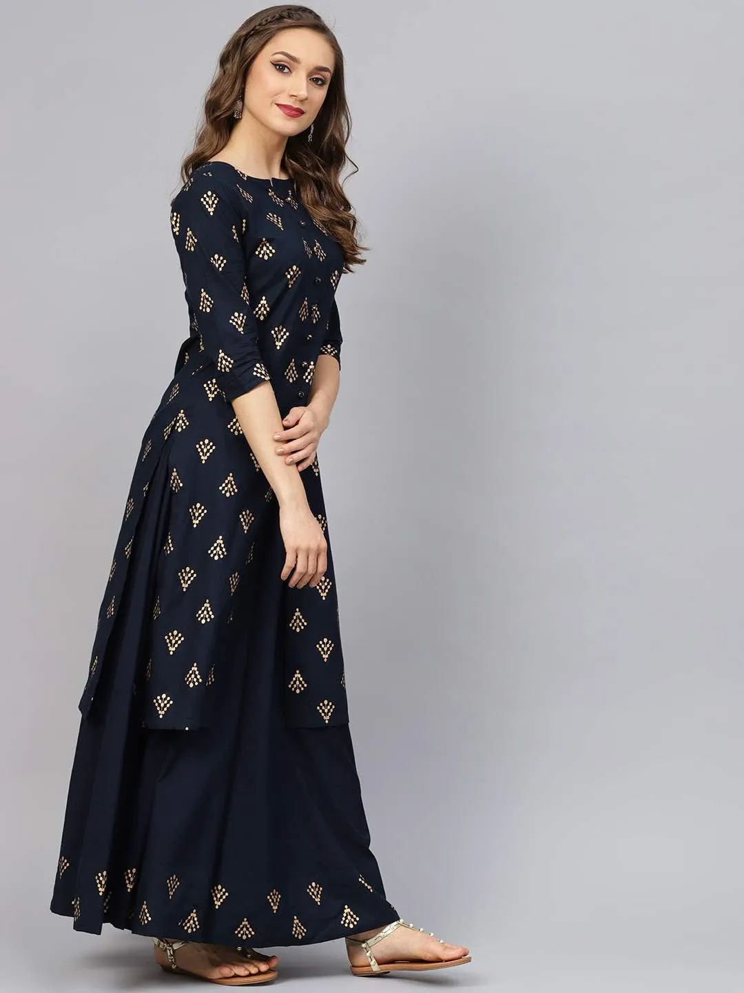 Women's Printed Kurta with Skirt