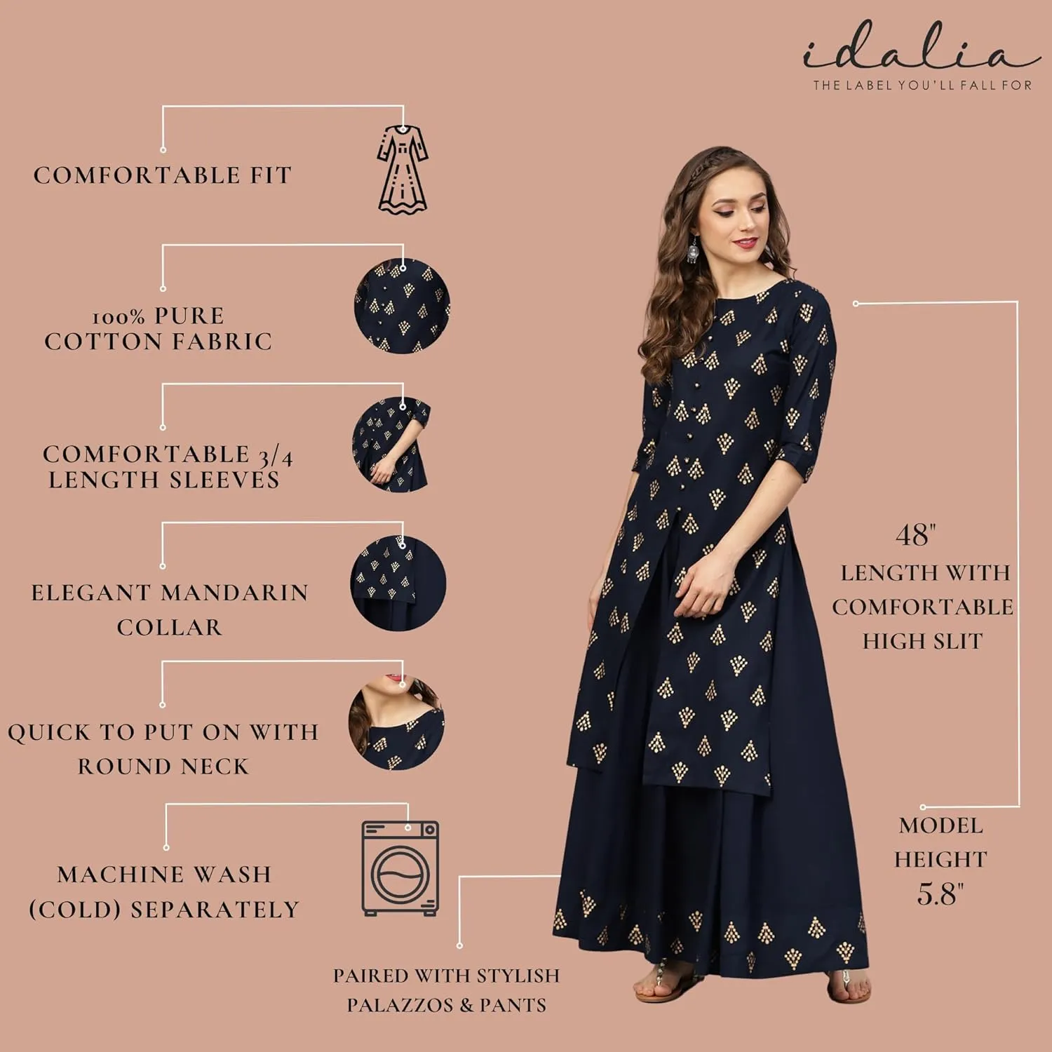 Women's Printed Kurta with Skirt