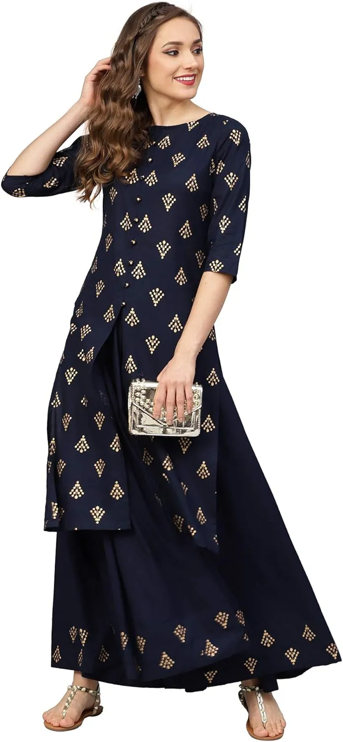 Women's Printed Kurta with Skirt