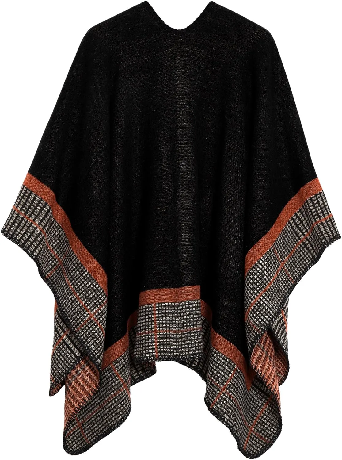 Womens Retro Warm Shawls Poncho Cape Floral Printed Open Front Cardigans Sweater
